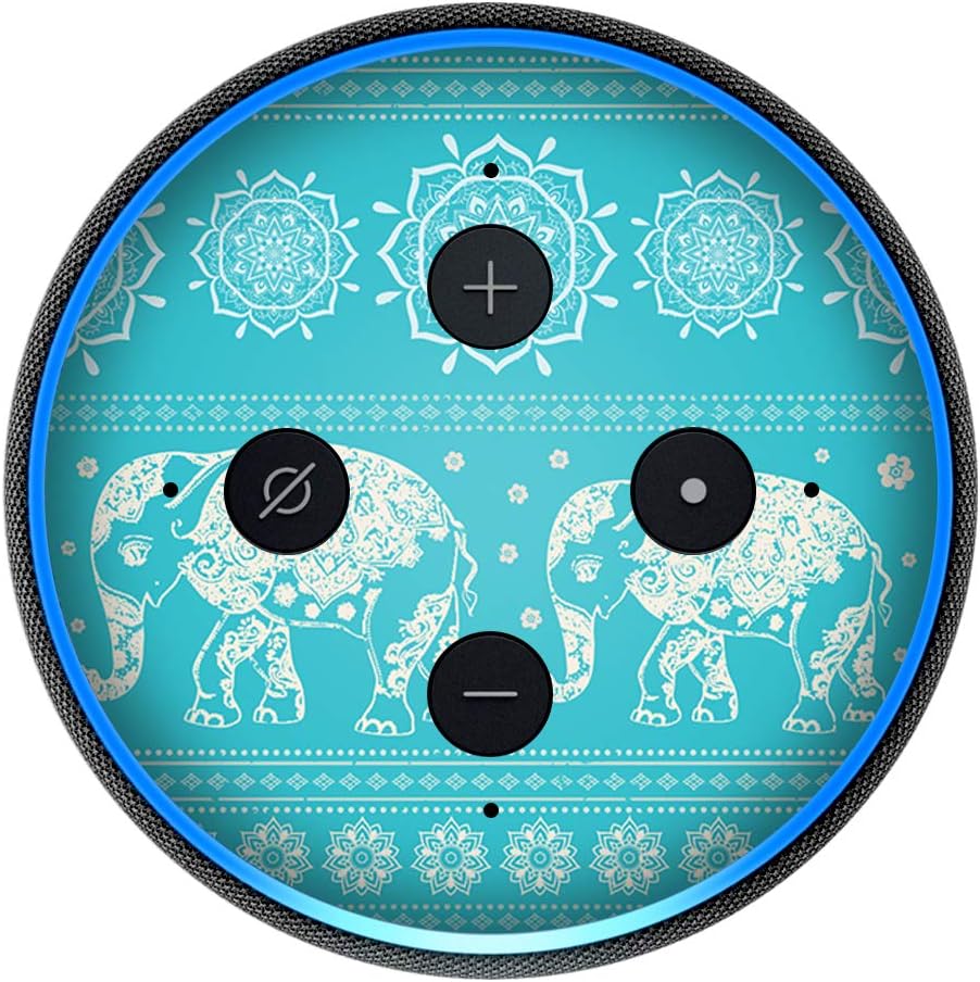 Blue Elephant Pattern Print - Vinyl Decal Skin Compatible with Amazon Echo Dot 3rd Generation Alexa - Decorations for Your Smart Home Speakers, Great Accessories Gift for mom, dad, Birthday, Kids - Image 2