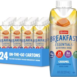 Carnation Breakfast Essentials Original Nutritional Drink, New Caramel Flavor, Ready-to-Drink, 10g Protein, Vitamins D & C, Key Nutrients for Immune Support, Gluten Free, Kosher, 8 FL OZ (24 Pack)