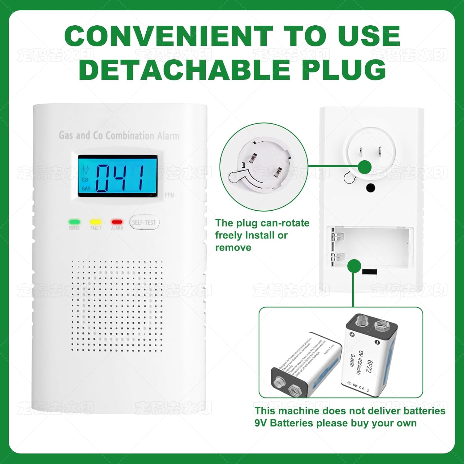 Combination Gas and Carbon Monoxide Detector Plug-in | CO Alarm & Natural Gas Combustible Detector | Digital Display, Battery Backup, Easy Install | for Home Kitchen Safety Monitoring 1-Pack - Image 6