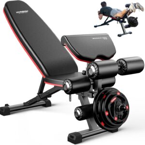HARISON Adjustable Weight Bench with Leg Extension and Preacher Pad, Workout Bench Press for Home Gym Strength Training, Flat Incline Decline Sit Up Bench 1000LBS Capacity