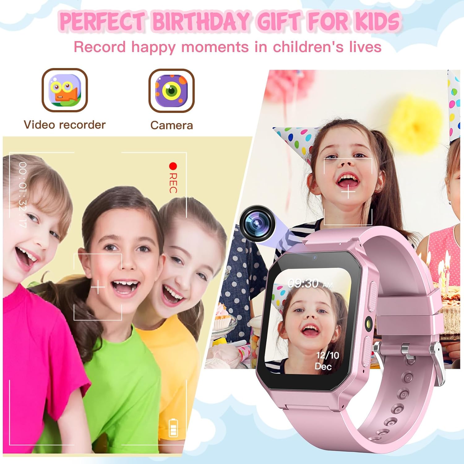 Smart Watch for Kids 3-12 Years Boys Girls, 26 Puzzle Games, Smartwatch with Camera, Pedometer, Stopwatch, Video Voice Music Player Calendar Alarm Clock Learn Card for Children Gifts (Pink) - Image 3