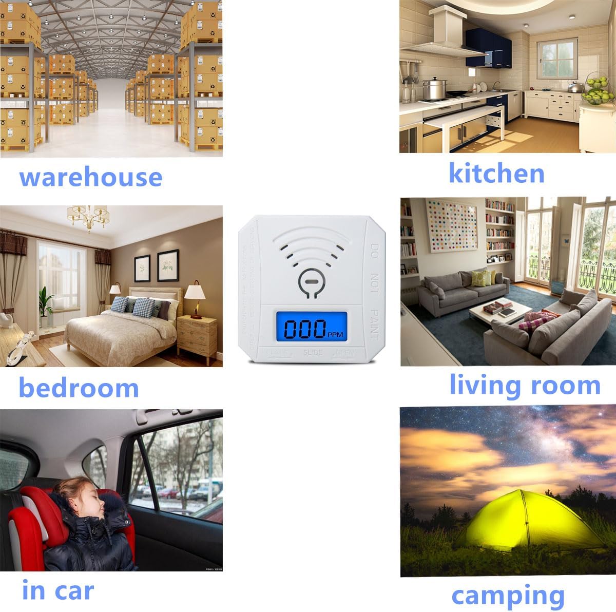 COOKSS Carbon Monoxide Detector 2 Pack,CO Gas Monitor Alarm with LCD Digital Display and Sound Warning,Battery Powered High Accuracy CO Alarm for Home,Office,Warehouse - Image 5