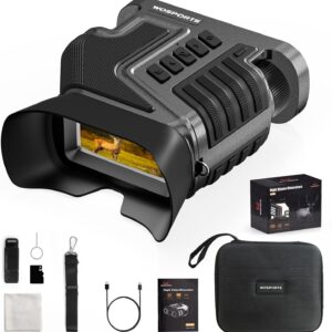 WOSPORTS 4K Night Vision Goggles – up to 80X Total Magnification, 10X Optical + 8X Digital Zoom, 1315FT Vision Range, 5000mAh Rechargeable Battery, IPX Waterproof NVG, Gifts for Men
