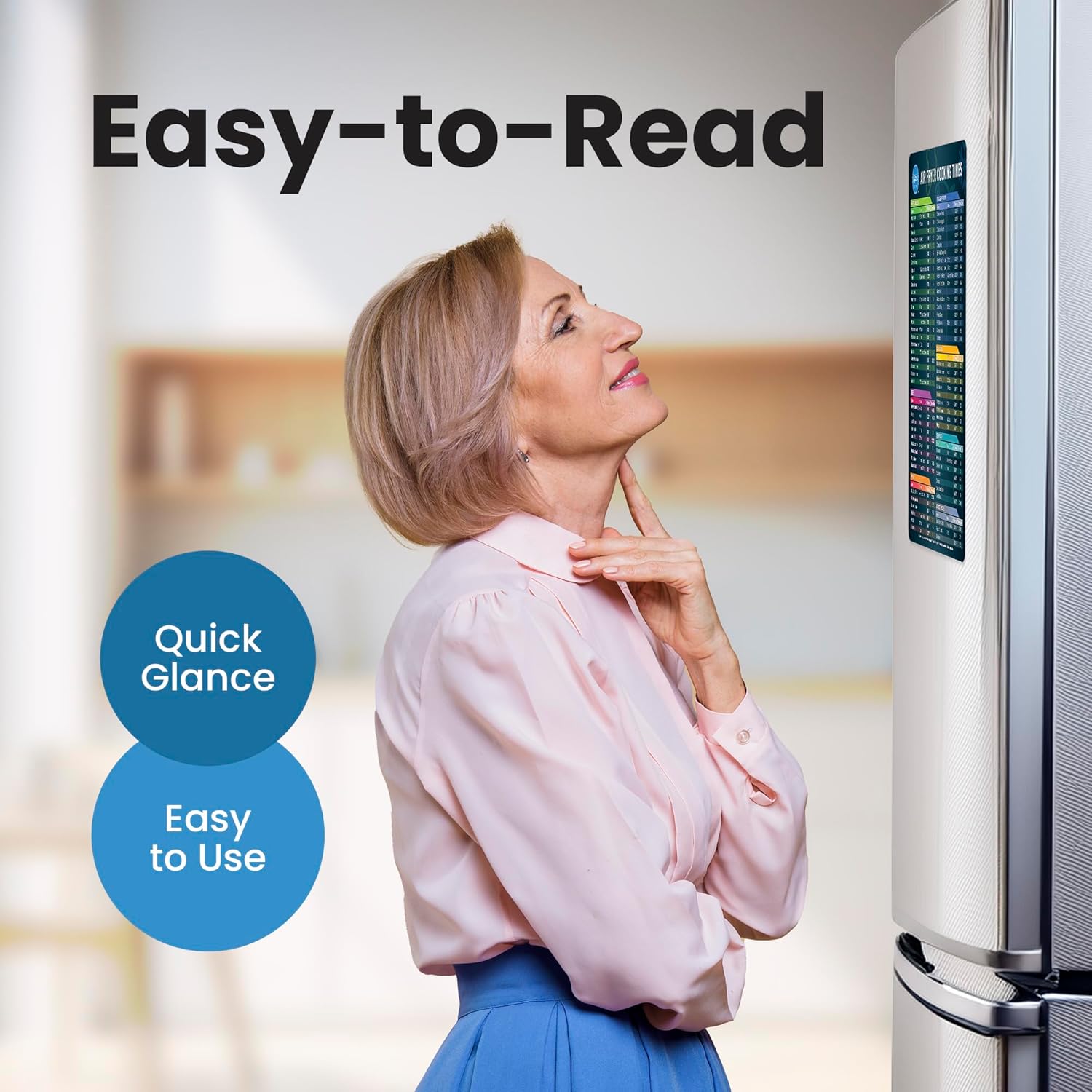 Air Fryer Magnetic Cheat Sheet Set - Air Fryer Accessories Cookbook - As Seen on The Today Show an Easy to Use AirFryer Time Chart Set - Strong Magnet Quick Reference Cooking Guide for Frying (Black) - Image 3