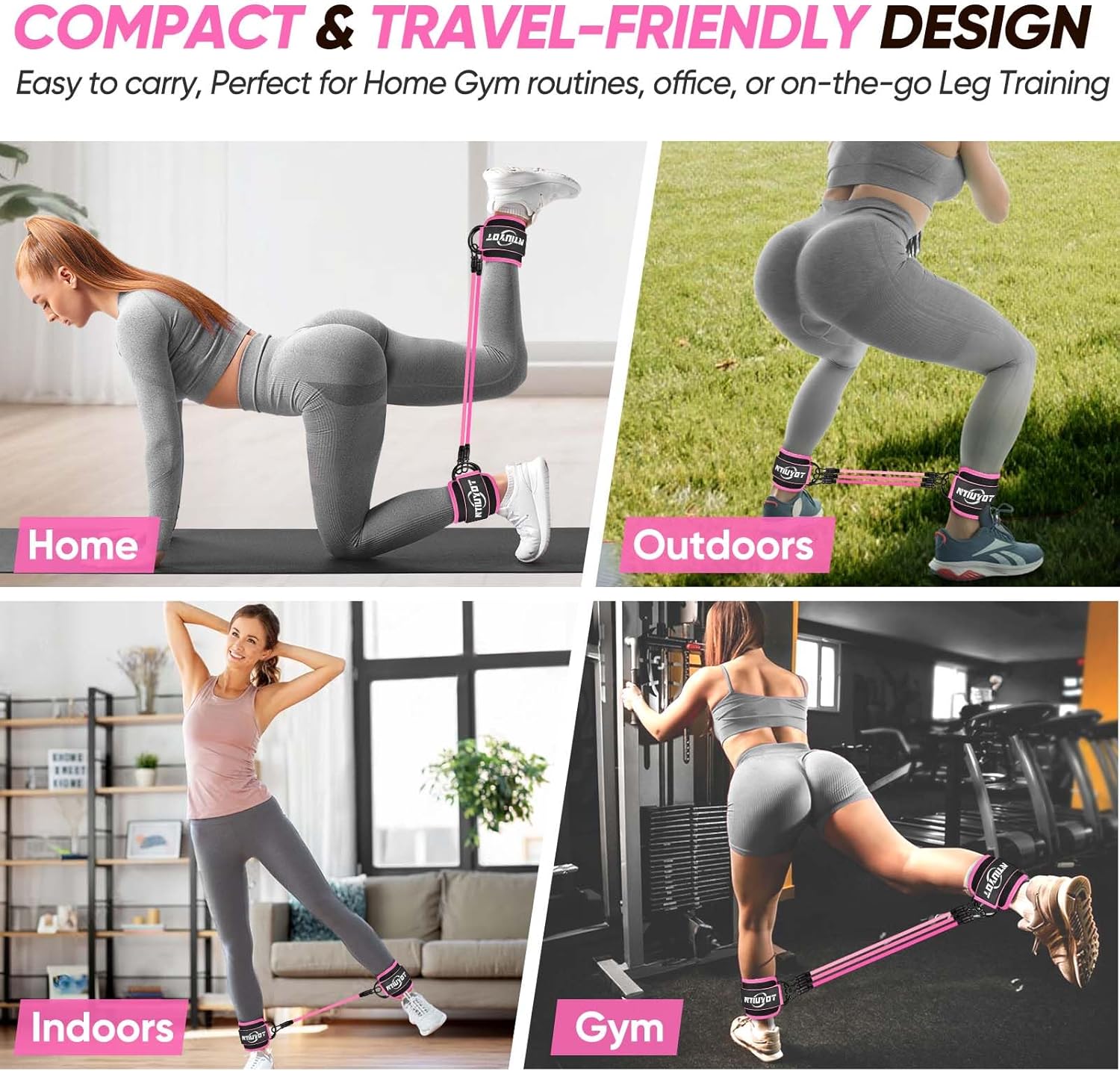 Ankle Resistance Bands with Cuffs, Workout Sets for Women, Resistance Bands for Working Out, Exercise Band for Leg Booty, Home Gym Workout Equipment, Ankle Weights Fitness Band Set - Image 7