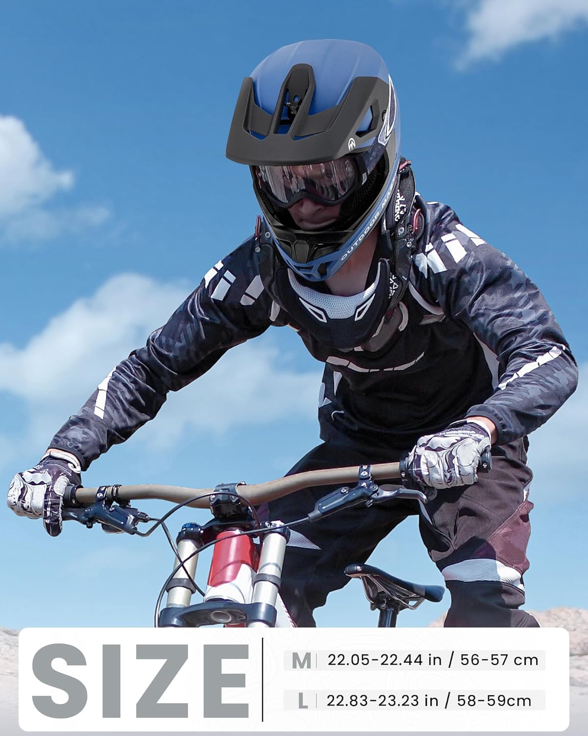 OutdoorMaster Full Face Mountain Bike Helmet for Men & Women - Durable, Impact Resistant, Ventilated, Adjustable Visor - Downhill Race BMX MTB Helmet - Image 6