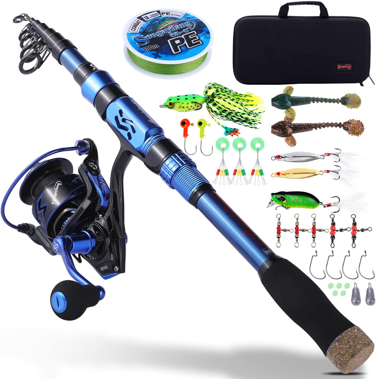 Sougayilang Fishing Rod and Reel Set Carbon Fiber Telescopic Fishing Rod 12+1BB Spinning Reel with Carry Case for Saltwater Freshwater - Image 8