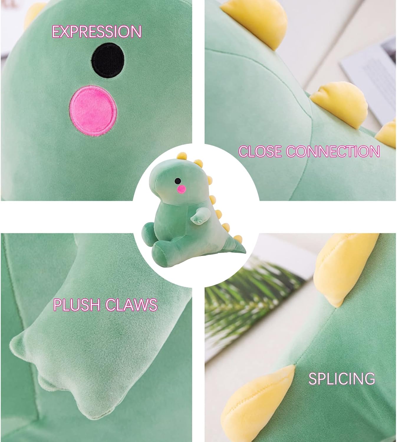 Cute Fat Dinosaur Plush Toys, Soft Stuffed Animals Toys Dolls, Dino Plushies, Cute Birthday Gifts for Kids Girls Boys (Green,8in) - Image 5