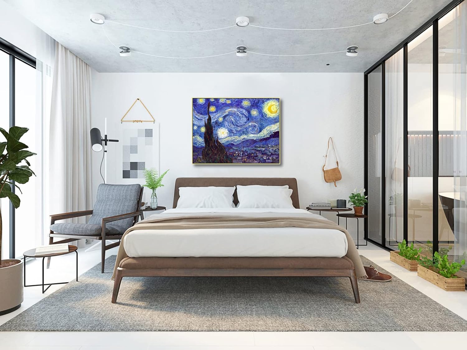 Wieco Art Large Framed Art Giclee Canvas Prints of Starry Night by Vincent Van Gogh Paintings Reproduction Post-Impressionism Artwork for Living Room Home Bedroom Decorations, 40x30inch (Framed) - Image 4