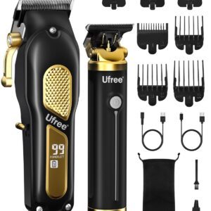 Ufree Professional Cordless Clippers and Trimmers Set for Men for Hair Cutting, Beard Trimmer, Barber Clippers, Rechargeable Electric Shaver, Gifts for Men