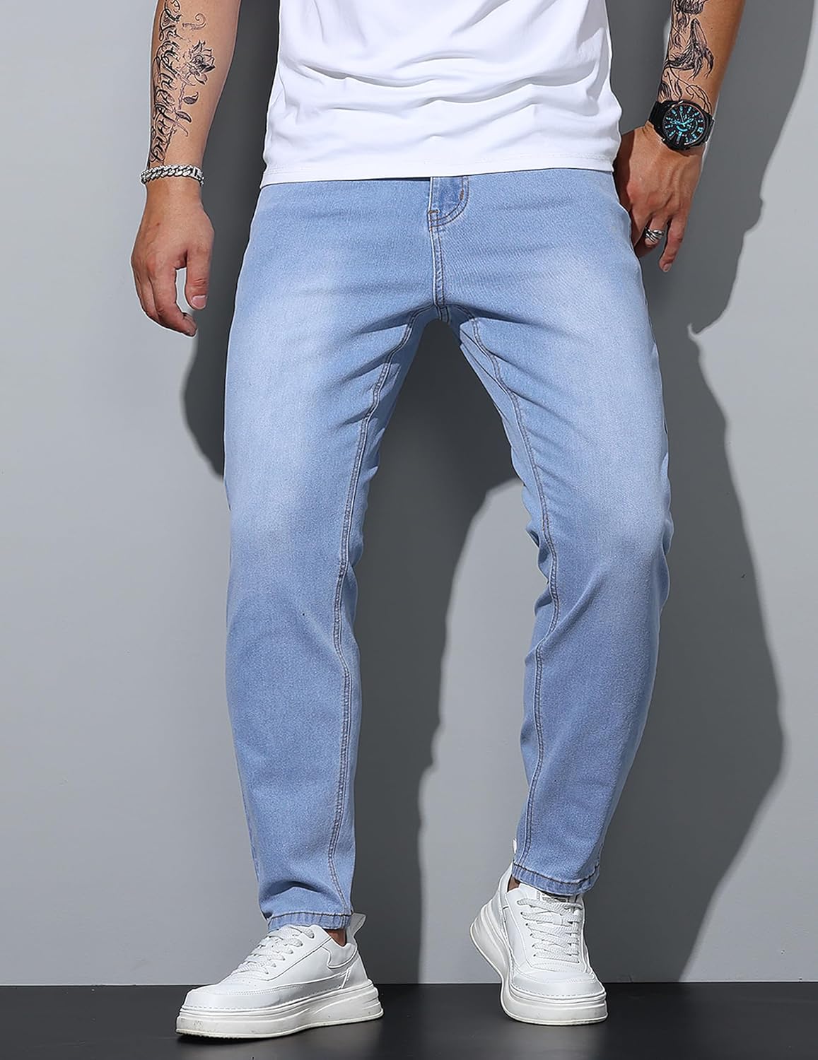 Men’s Regular Fit Jeans Classic Straight-Leg Stretch Denim Pants Comfort Casual Jeans - Image 2