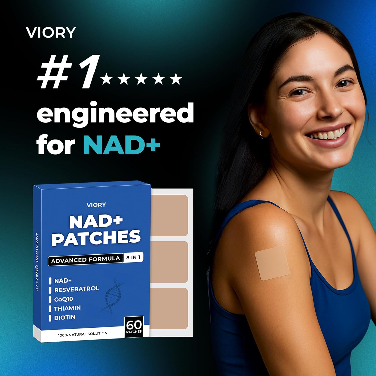 VIORY NAD Patches for Women & Men | NAD+ Patch for Energy & Healthy Aging | with CoQ10 & Nicotinamide | 60 Day Supply - Image 2