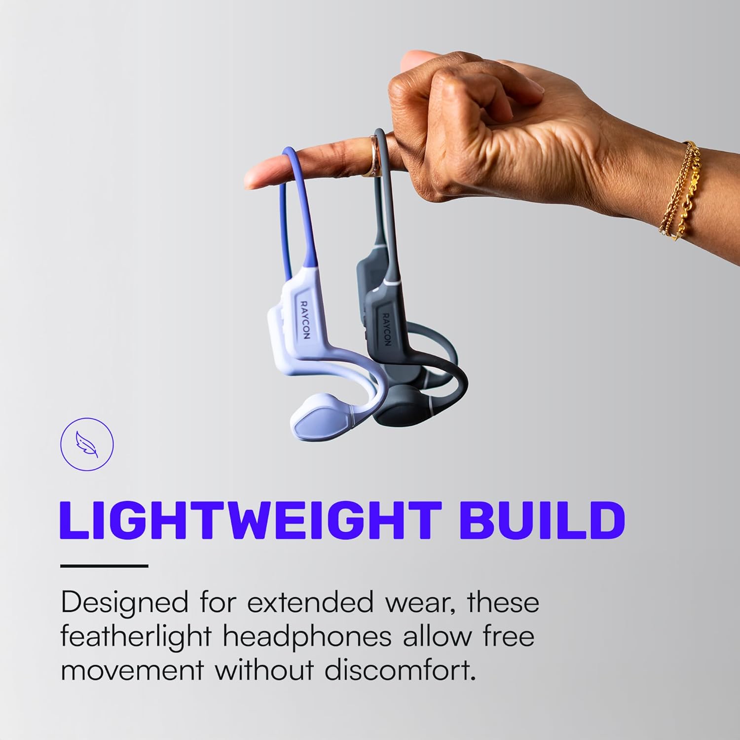 Raycon Bone Conduction Headphones Bluetooth - Open Ear Running Headphones, Sweat & Water-Resistant Earbuds with Mic for Sports & Workouts, 13hr Playtime (Gray) - Image 4