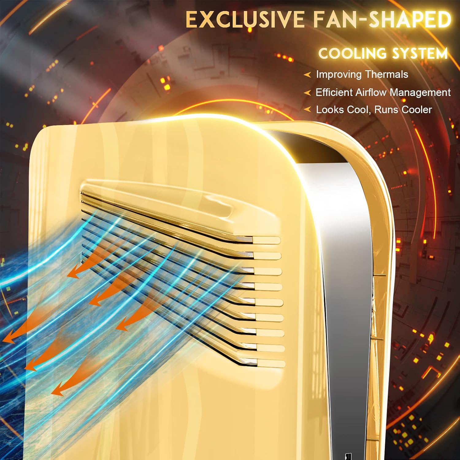 SIKEMAY PS5 Cover Plates for PlayStation 5 Console Disc Edition, PS5 Accessories Face Plates Side Shell with Cooling Fan Vents, Hard Shockproof Protective Custom Dust Skin Covers Case (Plating Gold) - Image 2