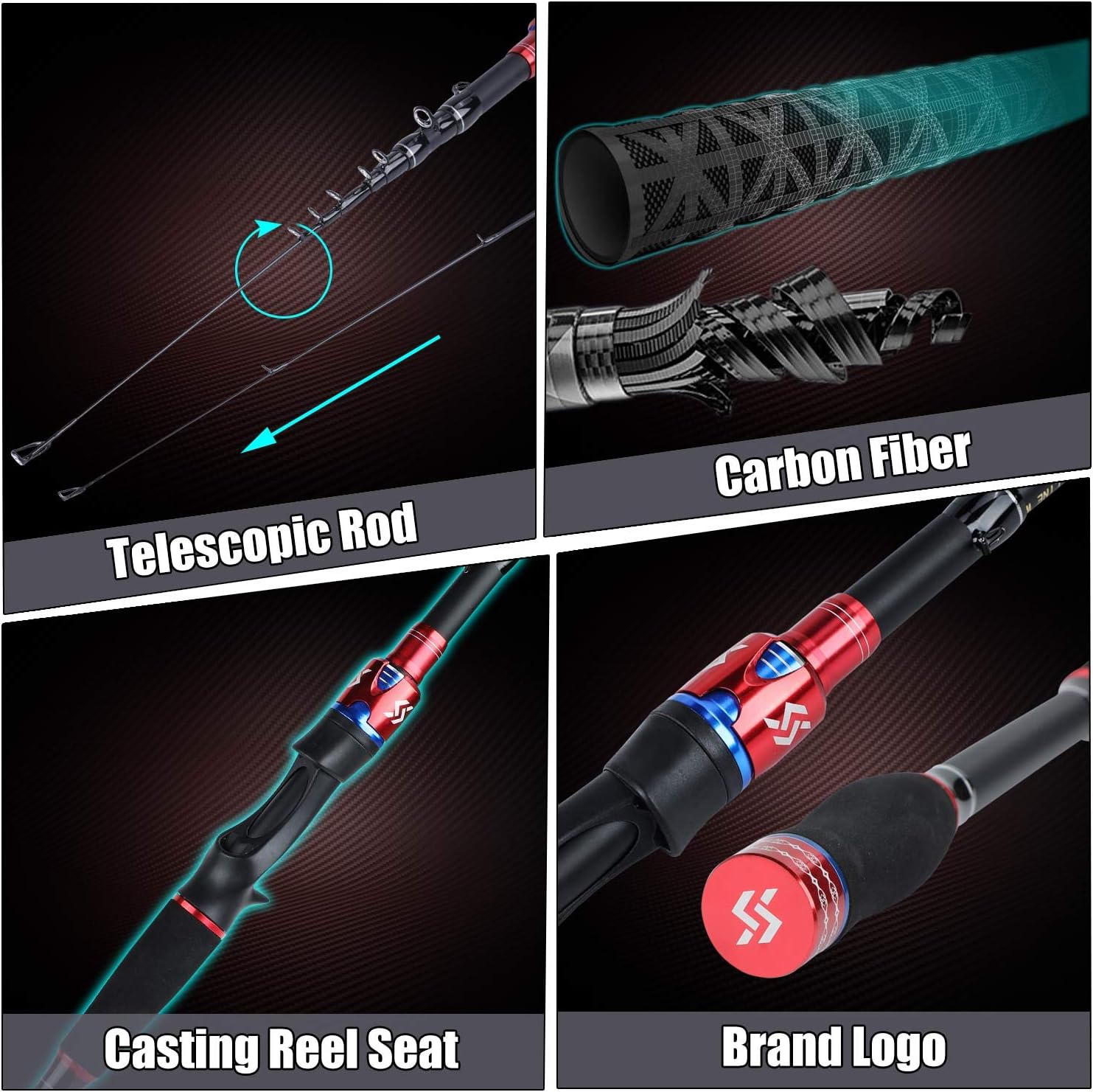 Sougayilang Fishing Rod and Reel Combo, Telescopic Fishing Pole with Baitcasting Reel Combo, 2-Piece Baitcaster Fishing Combo - Image 5