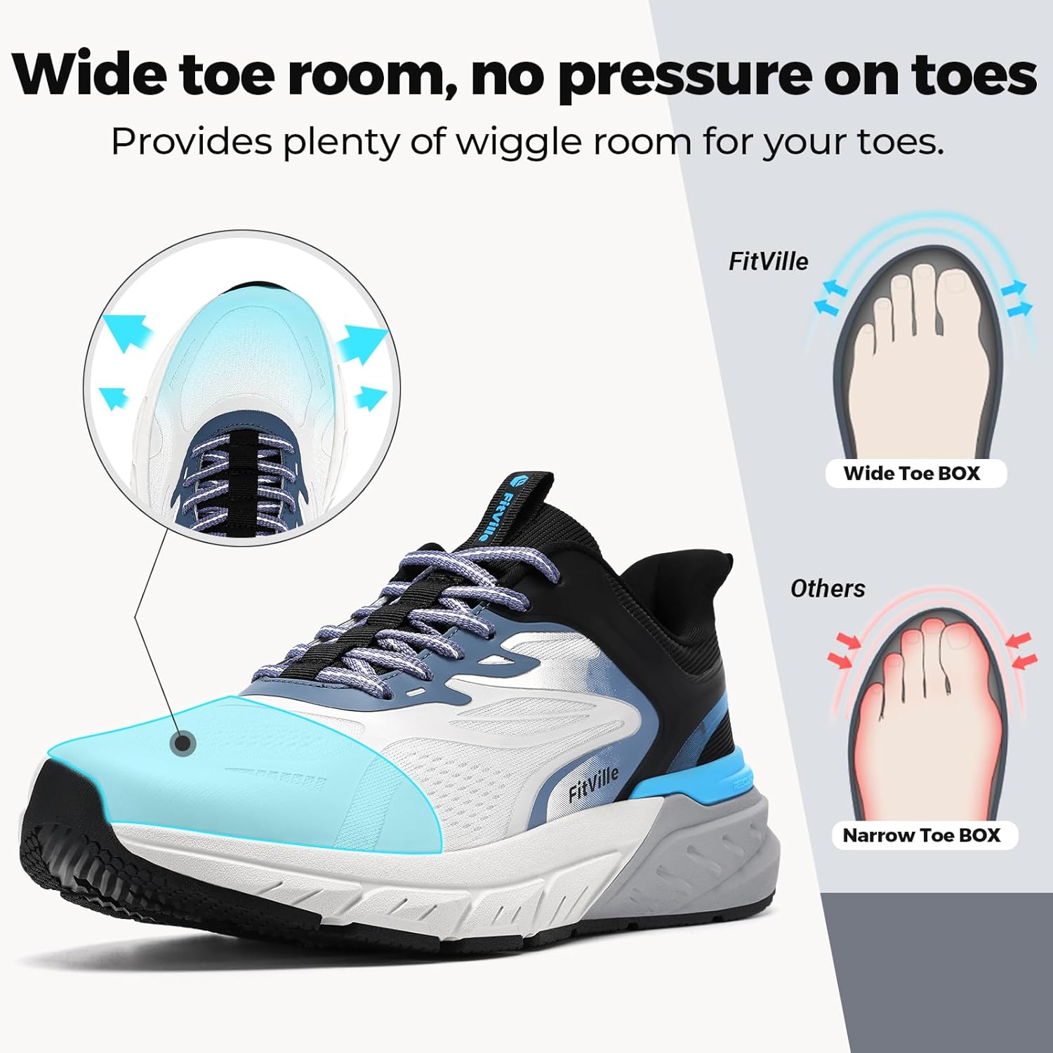 FitVille Comfortable Extra Wide Walking Shoes for Men Lightweight Mens Walking Shoes Wide Width Non Slip Cushioned - Image 2