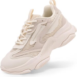 DREAM PAIRS Kids Girls Sneakers Jelly Sole Lace up Shoes Lightweight Walking Shoes for Girls Boys