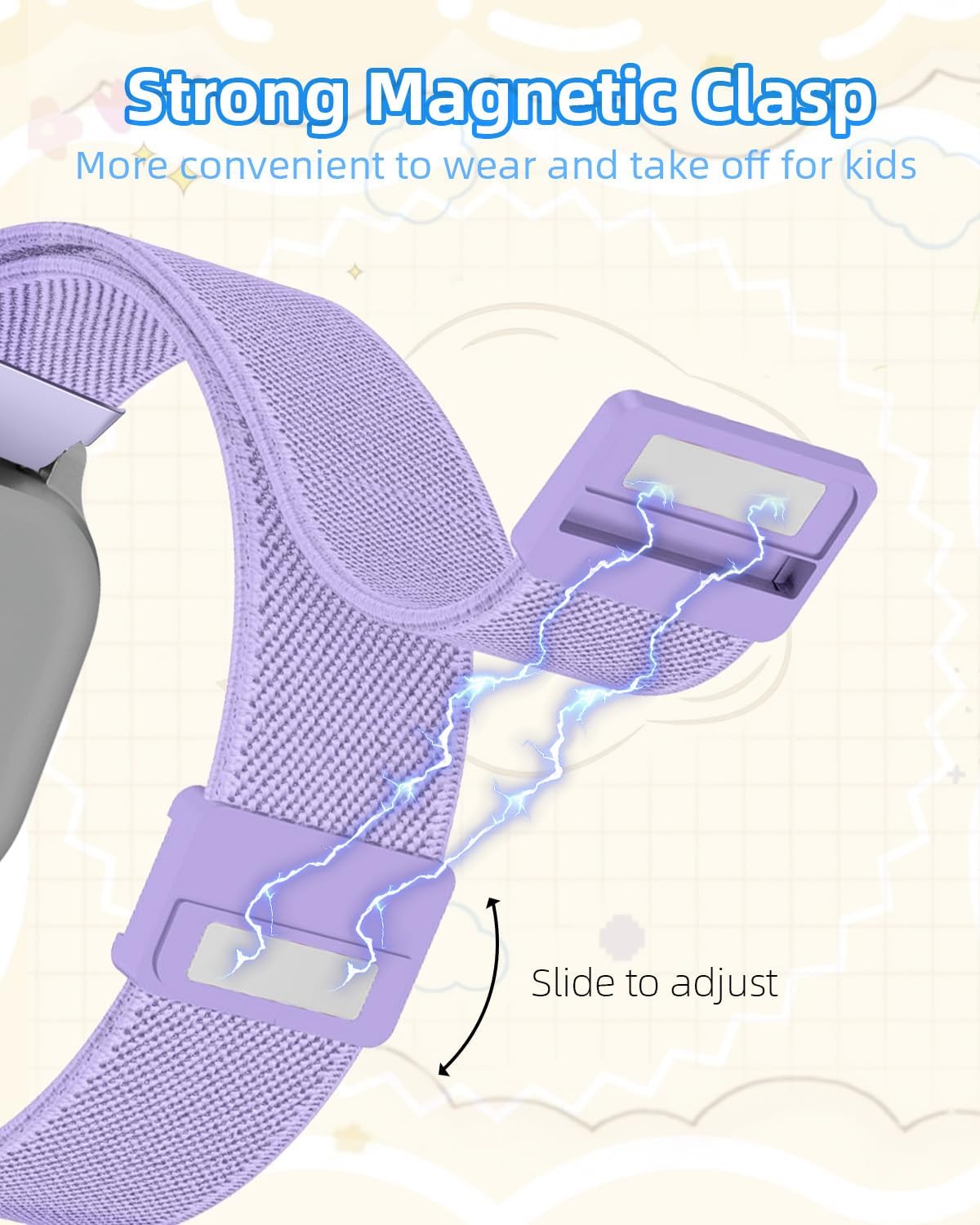 1/3 Pack Kid's Nylon Watch Band - 20mm Stretchy Strap Replacement for Gabb, Gizmo, SyncUP & Cosmo Jr. Watches - For Boys & Girls - Image 2