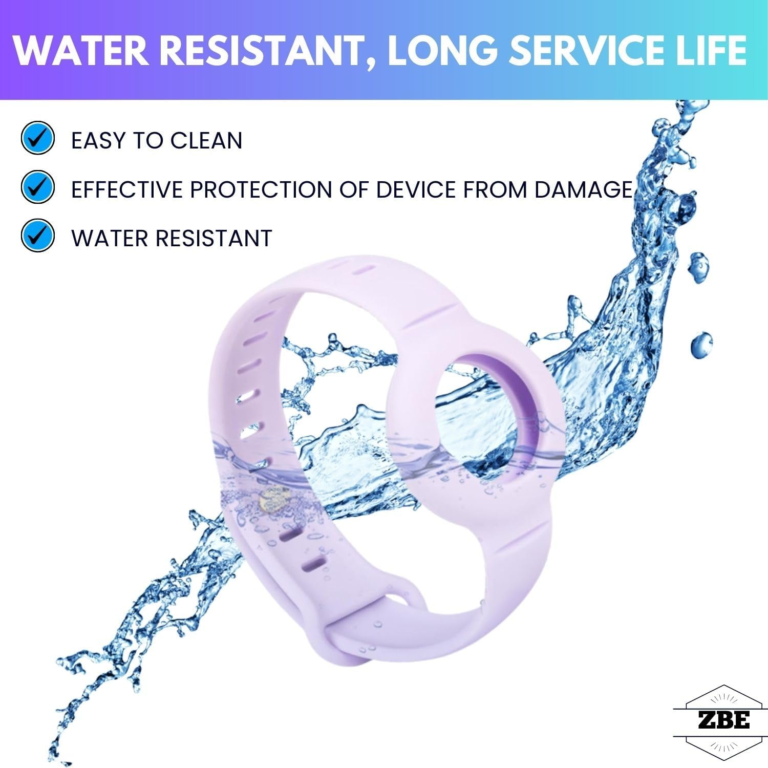 Durable Silicone Tracker Wristband Compatible with AirTag for Kids & Seniors, Adjustable Waterproof Watch Bracelet for Children, Elderly & Family Safety - Image 3