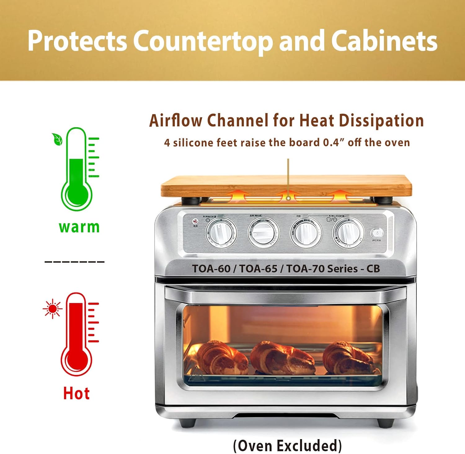 Umilife Cutting Board Compatible with TOA-70/TOA-65/TOA-60 Series Air Fryer (Oven Excluded), Accessories for Convection Toaster Oven, Creates Storage Space, Protects Cabinet Cupboard - Image 3