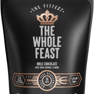 The Fittest Whole Feast Beef Protein Powder – Milk Chocolate – Grass Fed Nose to Tail Carnivore Blend Including Liver, Colostrum and Whole Bone – BCAAs – 14g Collagen, 21g Total Protein