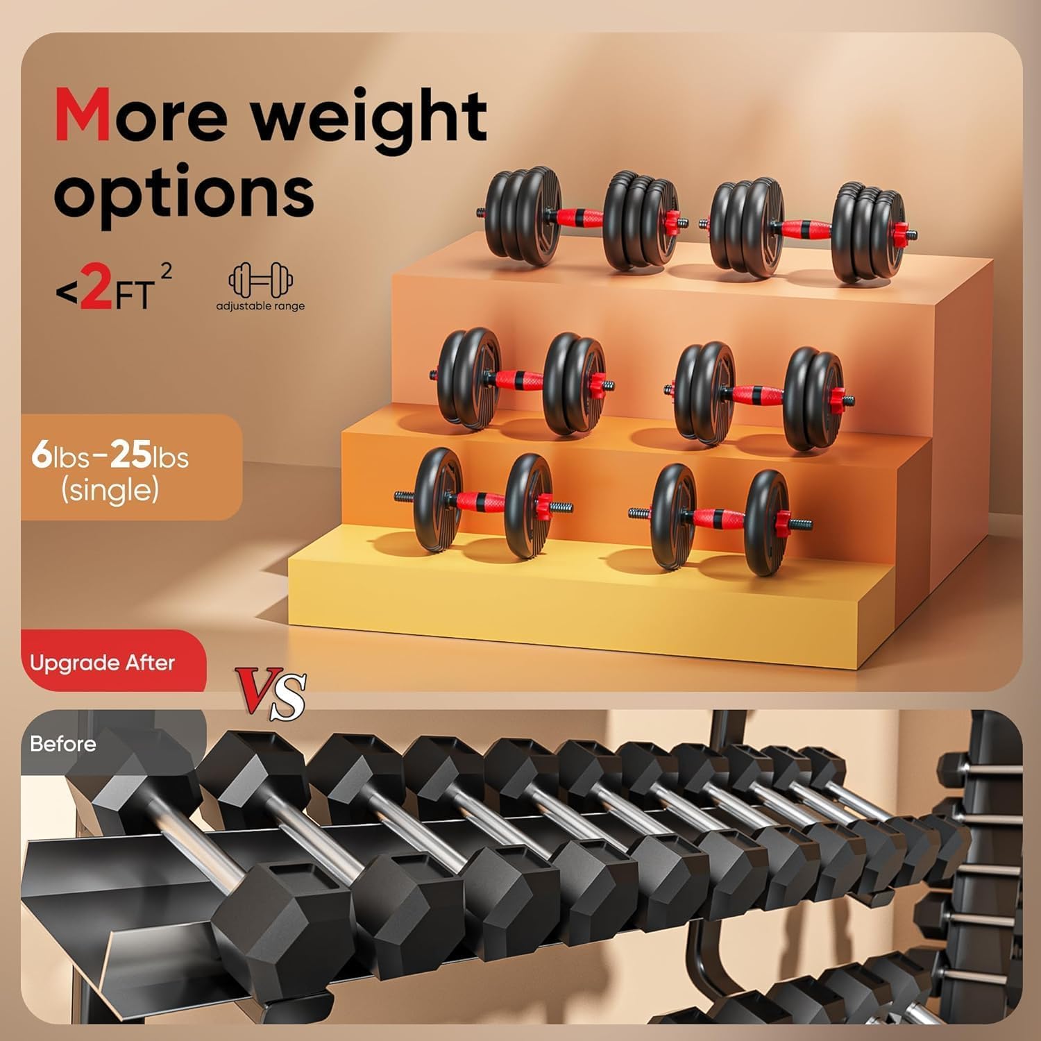 Adjustable Dumbbells, 20/30/45/70/90lbs Free Weight Set with Connector,5 in1 Dumbbells Set Used as Barbell,Kettlebells,Push up Stand,Fitness Exercises for Home Gym Suitable Men/Women - Image 5