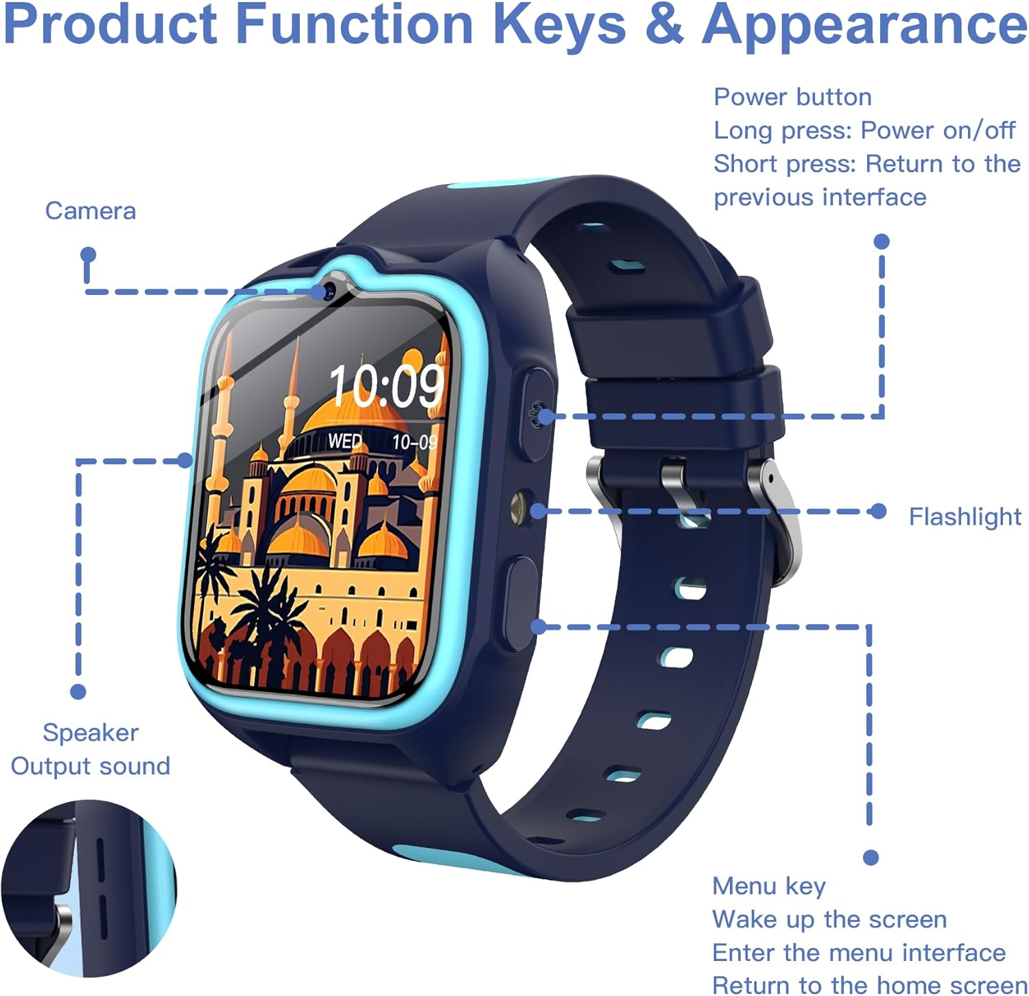 Smart Watch for Kids with Fitness Tracker Pedometer No Phone/App Needed, 1.75" Kid Digital Watch with IP68 Waterproof,Kids Smartwatch with Puzzle Games Sport Modes for Boys Girls Teens 5-16(Blue) - Image 9