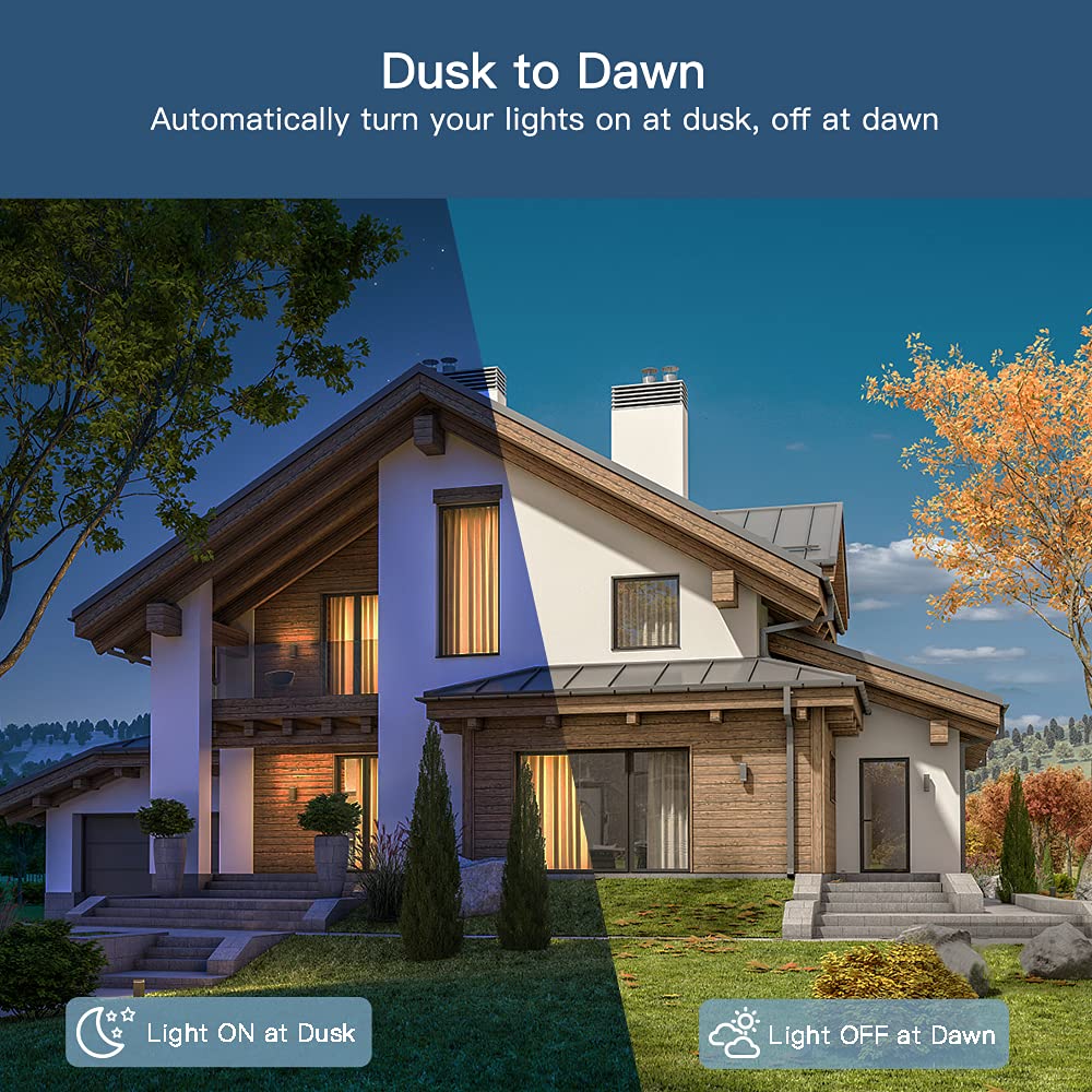 TREATLIFE 2 in 1 Outdoor Smart Dimmer Plug, 2 Individual Control Sockets, 600W, Compatible with Alexa, Google Home, IP64 Dimmer for Outdoor String Lights, Dusk to Dawn, 2.4GHz WiFi Only - Image 8