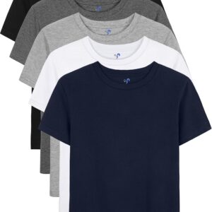 5 Pack Boys Shirts Short Sleeve Shirts for Boys Cotton T-Shirts Kids Toddler Tshirts Tees Clothes Summer Tops