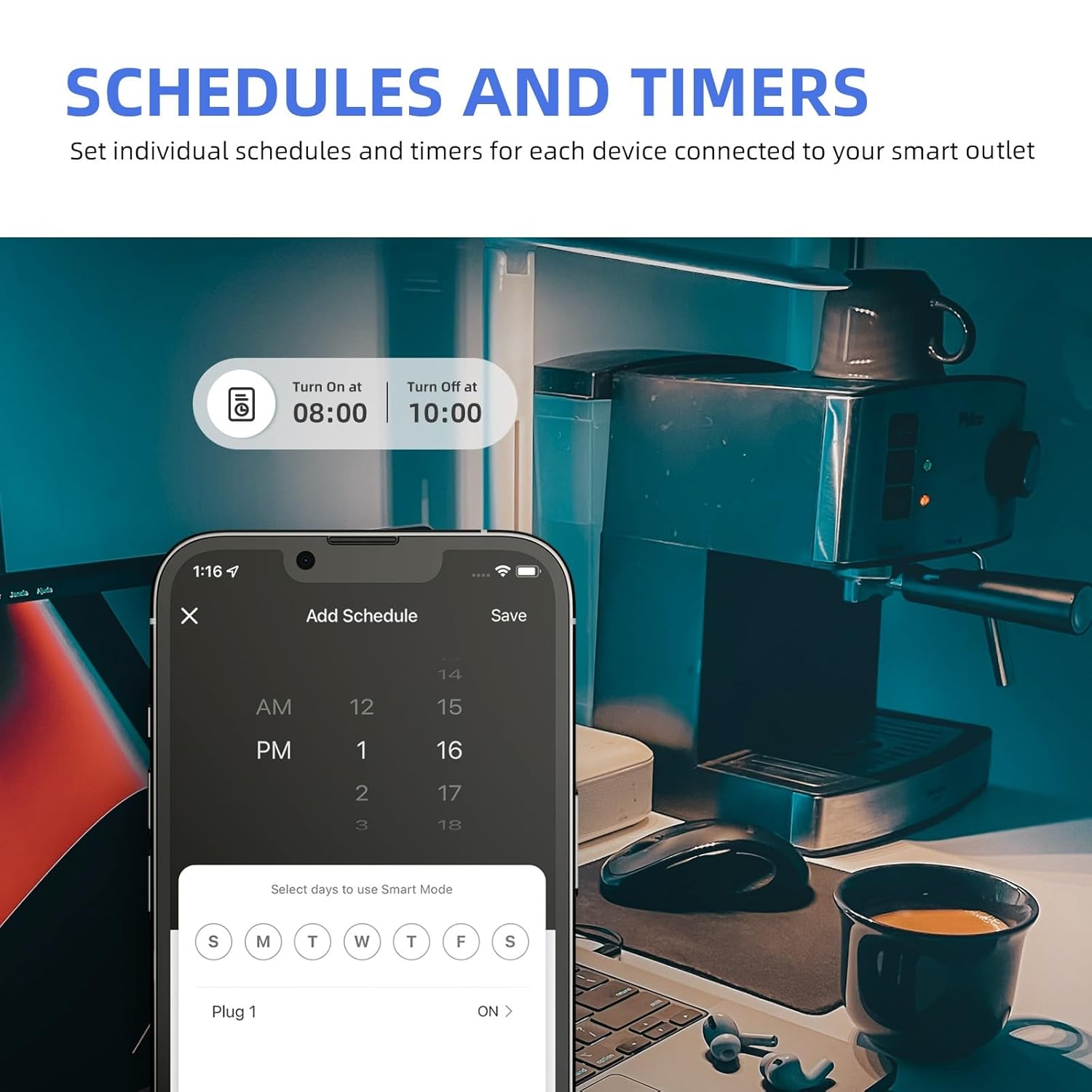 Smart Wall Outlet, 2 Individually Controlled Ports, 15Amp TR Receptacle Compatible with Alexa and Google Assistant, 2.4 GHz WiFi Outlet, Remote Control, White, ETL & FCC Approval - Image 2