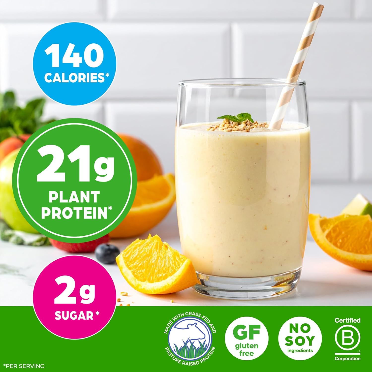 Orgain Whey Protein Powder, Vanilla Bean, 21g Grass Fed Dairy Protein, 5g BCAAs, 3g Prebiotic Fiber, 2g Sugar, No Added Hormones, Gluten Free, Kosher, for Shakes & Smoothies, 1.82 lb - Image 3