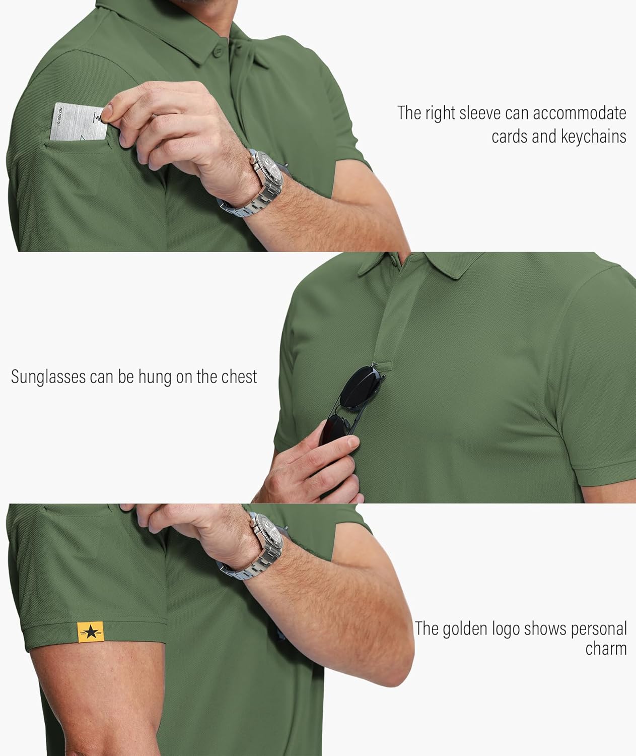 ZITY 5 Pack Mens Polo Shirt Short Sleeve Sports Golf Tennis T-Shirt Moisture-Wicking Summer Shirts - Image 2