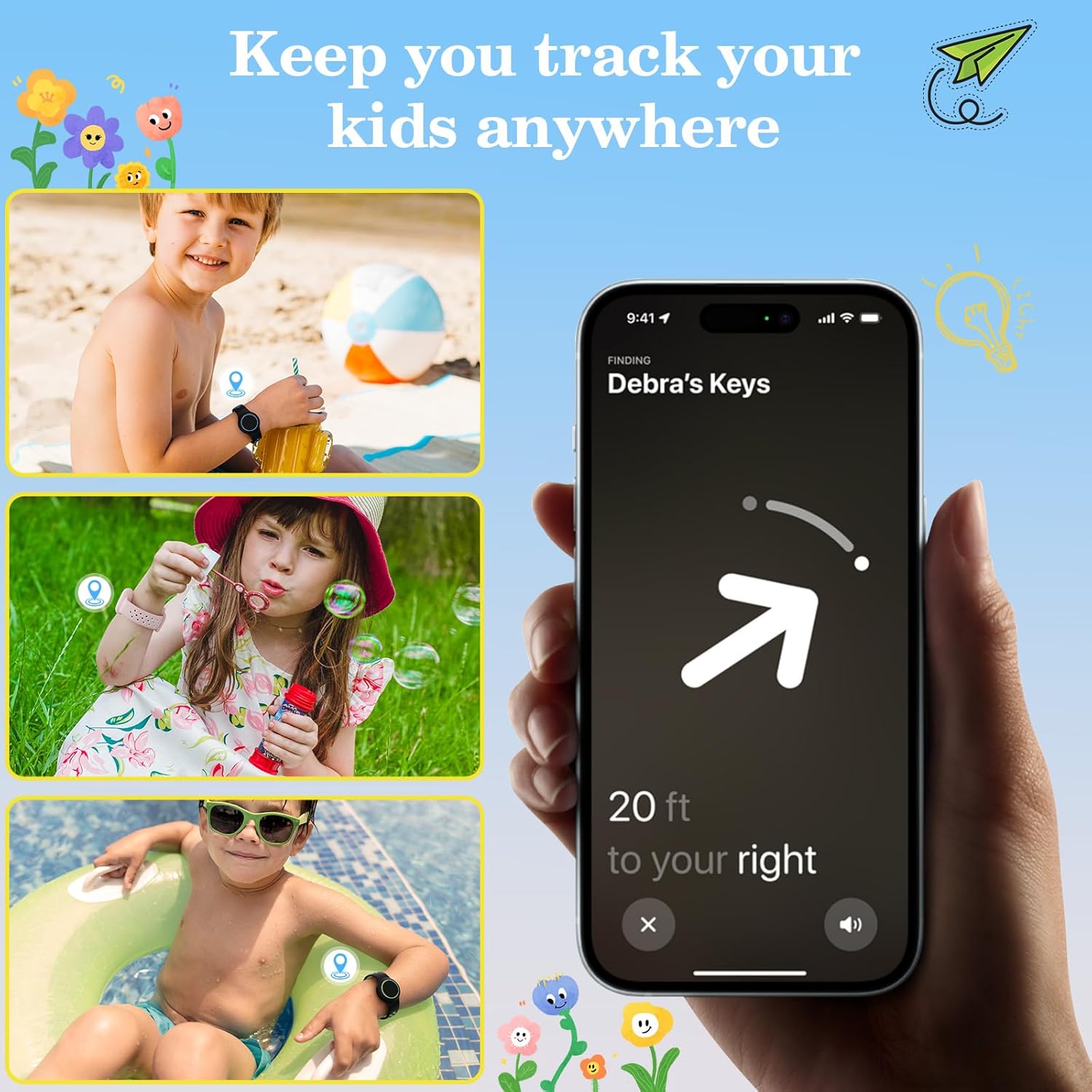 Waterproof Bracelets Compatible with AirTag for Kids, 2 Packs Silicone Holder with Hidden Cover Design Wristband Compatible with AirTag for Child, Breathable GPS Tracker Holder for Kids BDGB - Image 5