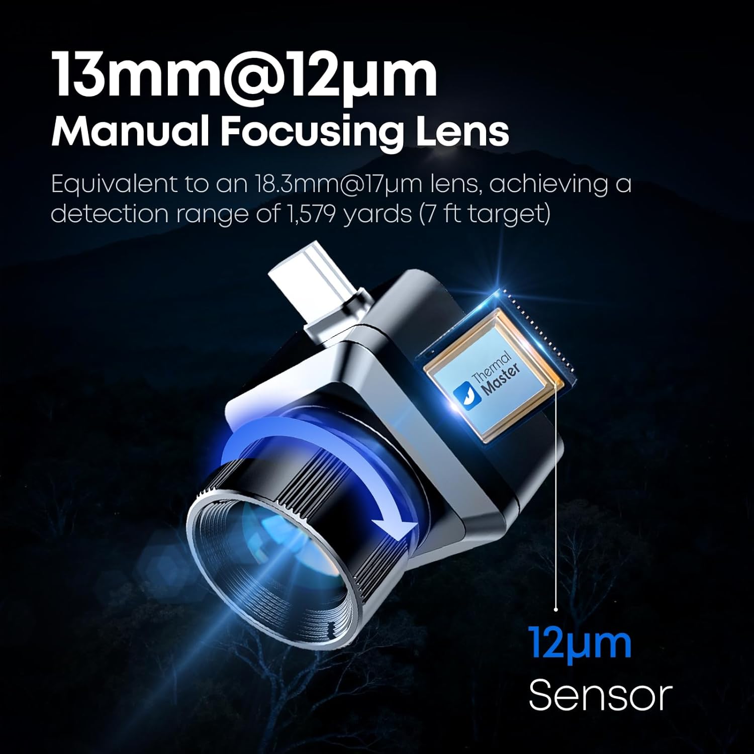 T2 Pro Android Thermal Monocular, 1579 Yards Night Infrared Camera with 13mm Lens, Tactical Handle, Scope Mount, Work for Outdoor Wildlife Observation, Light Black - Image 3