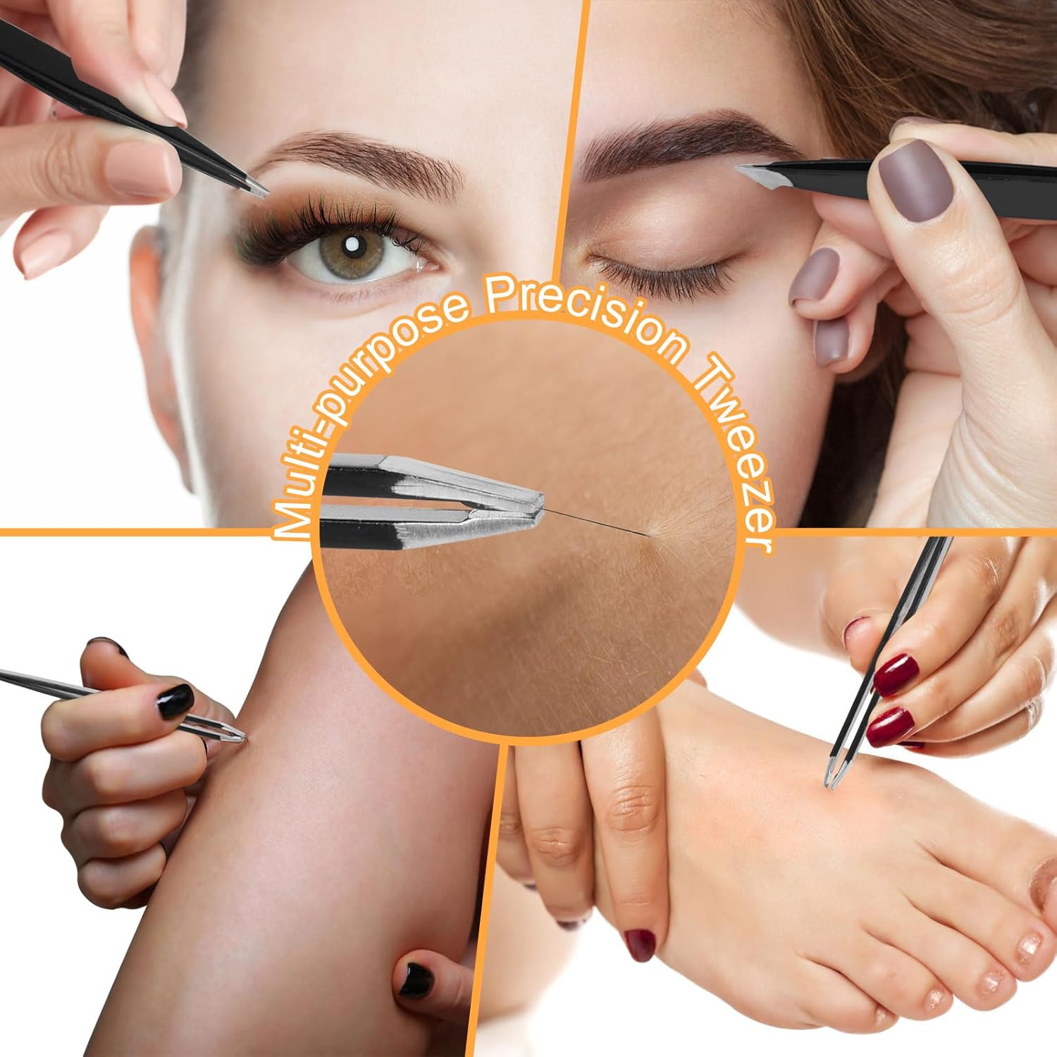 Yougai Tweezers Set,9 Pcs Professional Stainless Steel Tweezer Kit-Great Precision Eyebrow Tweezers for Ingrown Facial Hair with Leather Travel Case as Stocking Stuffing Gifts - Image 6