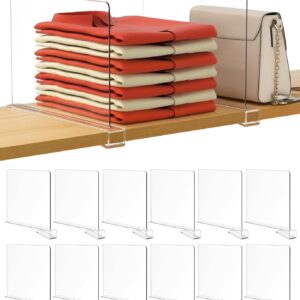 HBlife 12 Pcs Clear Acrylic Shelf Dividers, Vertical Purse Organizer for Closet Perfect for Sweater, Shirts, Handbags in Bedroom and Kitchen, Closet Separators for Organization Cabinet