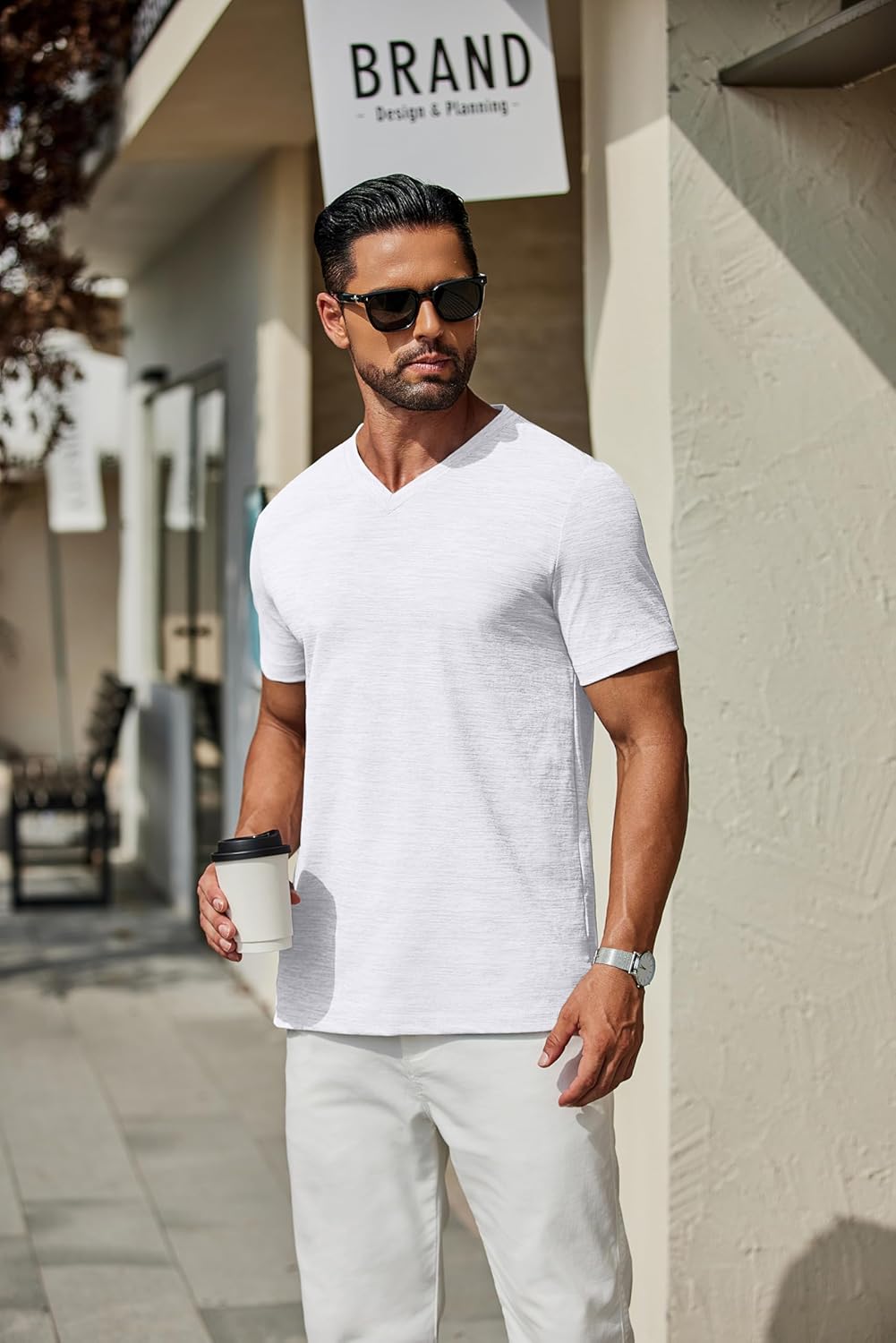 COOFANDY Men's T Shirts Short Sleeve Classic V Neck T-Shirt Casual Summer Basic Tee Shirt - Image 6