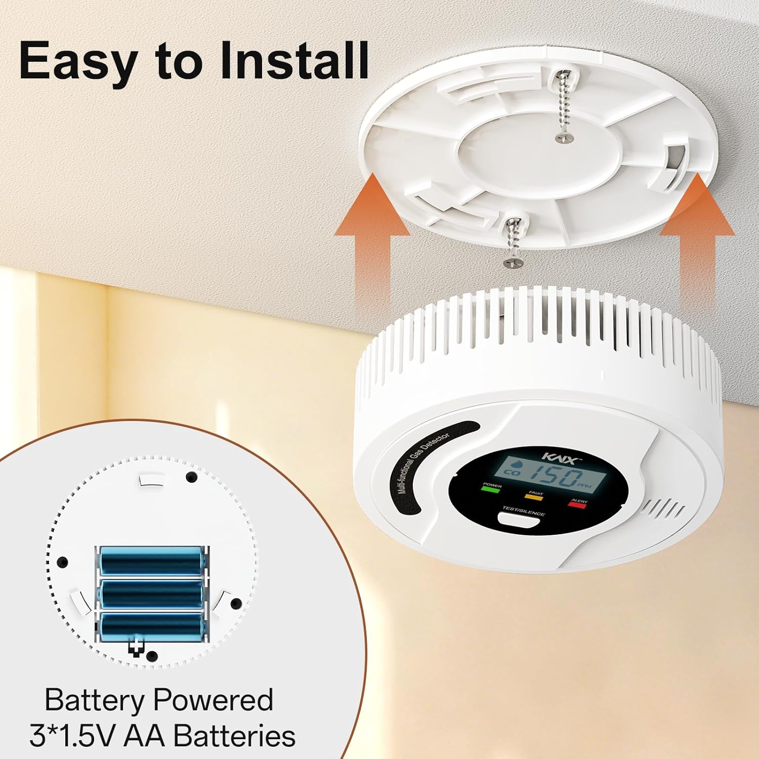 3-In-1 Smoke and Carbon Monoxide Detector Temper Sensor Combo Battery Powered,Smoke Detector, Carbon Monoxide Detectors, CO & Smoke Alarm, Digital Display,Carbon Monoxide Gas Detector for Home,Kitchen - Image 6