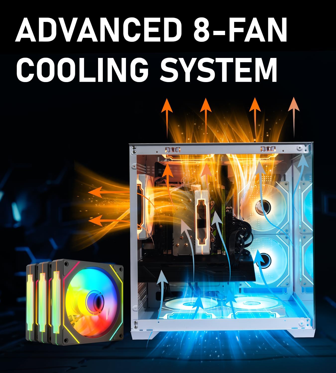 Gaming PC Computer Desktop – Ryzen 5 5500 up to 4.2GHz, Radeon RX 580 8GB GDDR5, 16GB DDR4 RAM, 1TB NVMe SSD, WiFi 6 & BT 5.4, Windows 11, 8× ARGB Fans, 650W PSU - Image 4