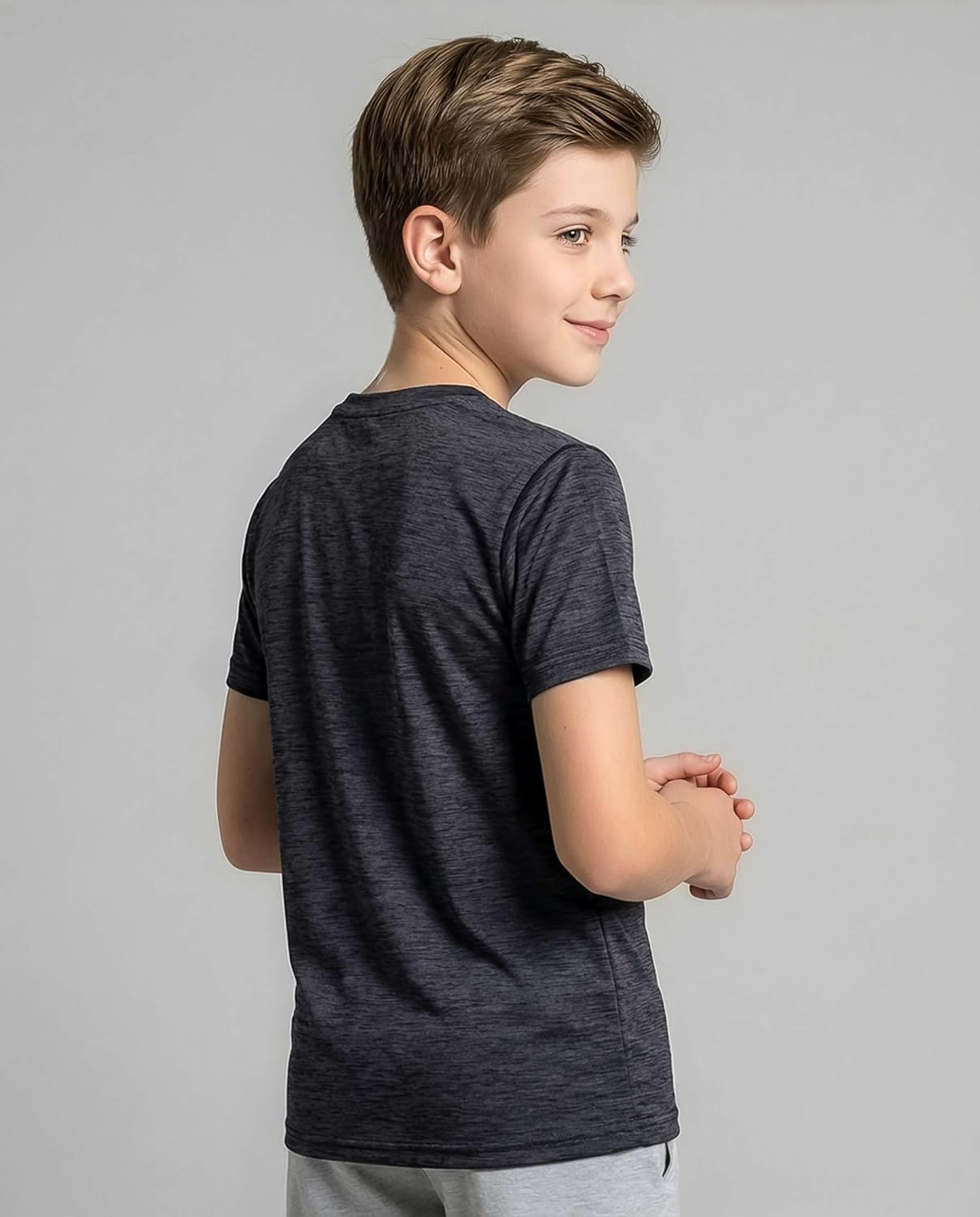 Real Essentials 5 Pack: Youth Dry-Fit Wicking Active Athletic Performance Short Sleeve T-Shirt Boys & Girls Shirts - Image 6