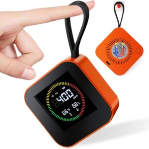 Portable Carbon Monoxide Detector for Travel – Nexus Sensus 3-in-1 CO Detector with Temp & Humidity Monitor, UL-Compliant USB-C Rechargeable Alarm for RV, Hotel, Camping, Home(1, Orange)