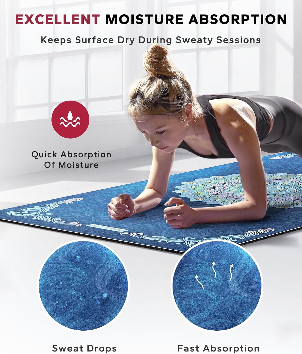 HAPBEAR Large Yoga Mat - 72x36'' Wide workout Mat, Suede Surface with TPE Layer, 1/4'' Thick for Cushioned Support, Non-Slip Yoga Mat, Suitable for Yoga, Pilates, Home and Gym Workouts - Image 6