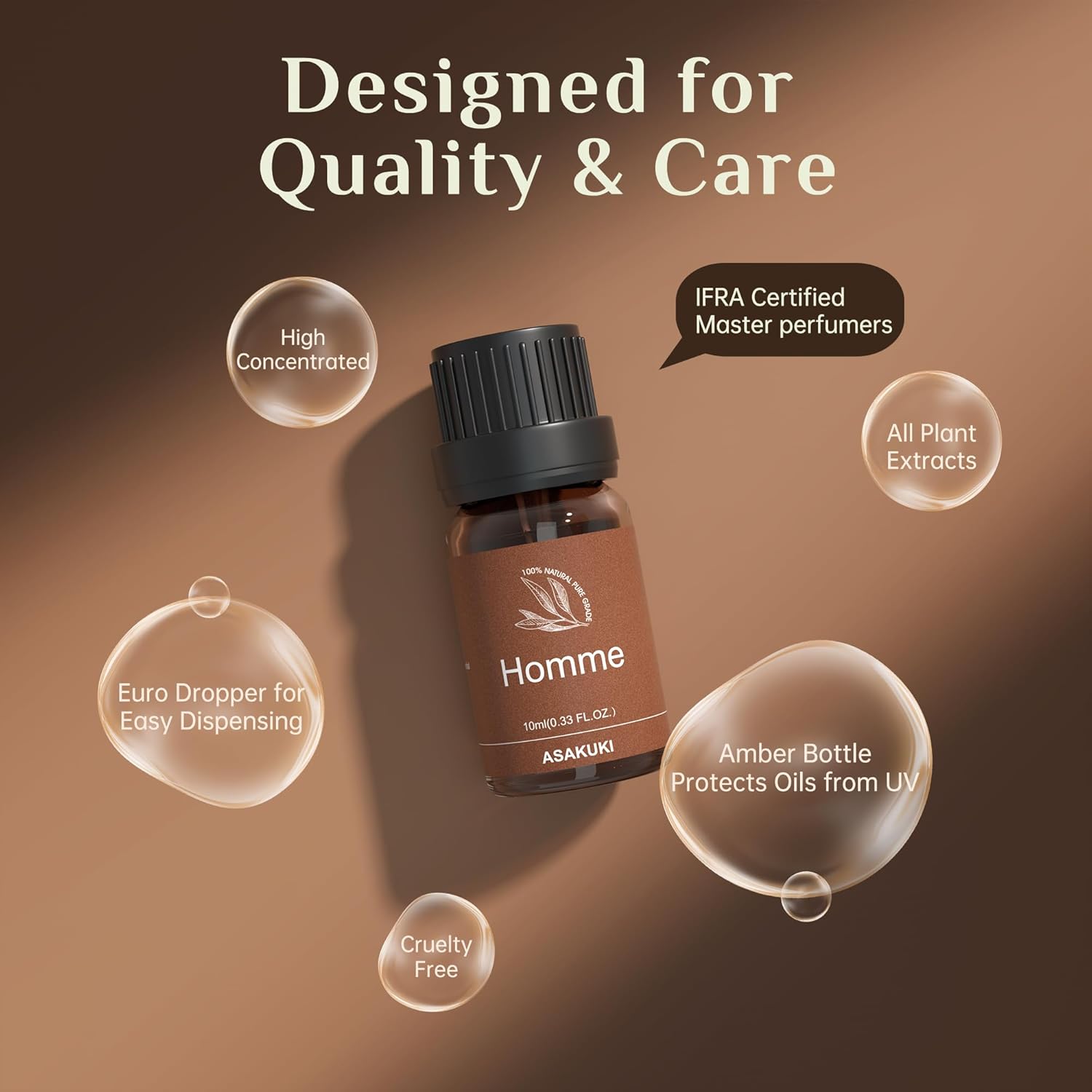 ASAKUKI Men Essential Oils Set for Diffuser, Valentine's Day Gift for Men– 6×10ml Cologne-Inspired Unisex Fragrance Oils for Diffusers – Elegant, Clean, and Confident Scents - Image 8