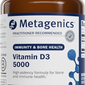 Metagenics Vitamin D3 5000 IU Supplement – High Potency Softgels for Immune, Bone & Heart Health* – 125 mcg Cholecalciferol in Coconut Oil for Enhanced Absorption* – Non-GMO, Gluten-Free – 120 Count