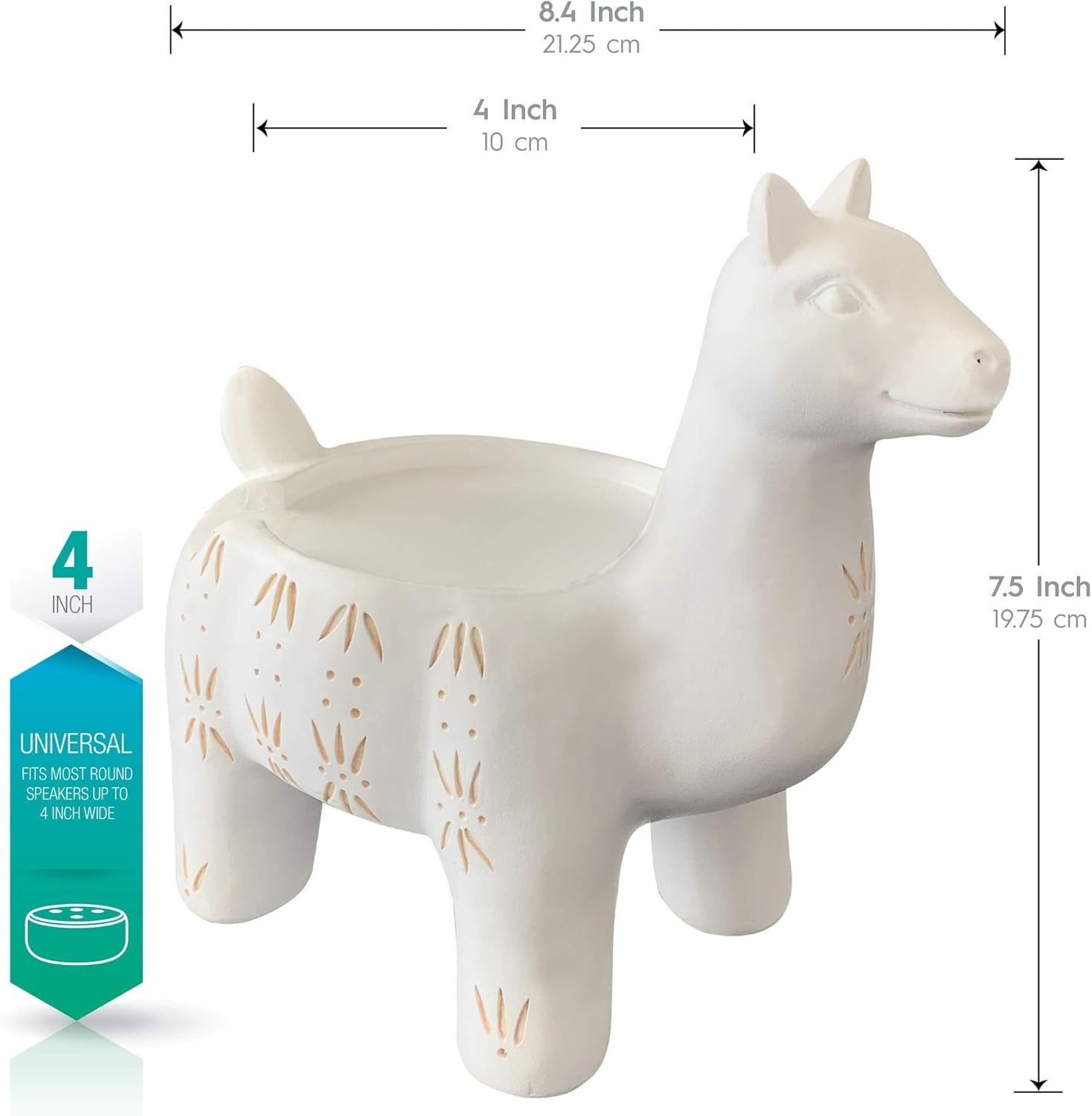 Dekodots Smart Speaker Table Stand (LLama) - Decorative Holder for Amazon Echo Dot or Google Home Mini - Portable Design, No Sound or Microphone Interference - Durable Poly-Resin - Image 3