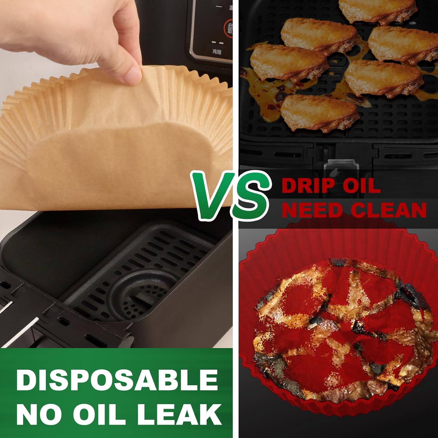 125Pcs Large Air Fryer Liners Disposable Compatible with Chefman XL 8-Qt Family Air Fryer, 9inch Square - Image 3