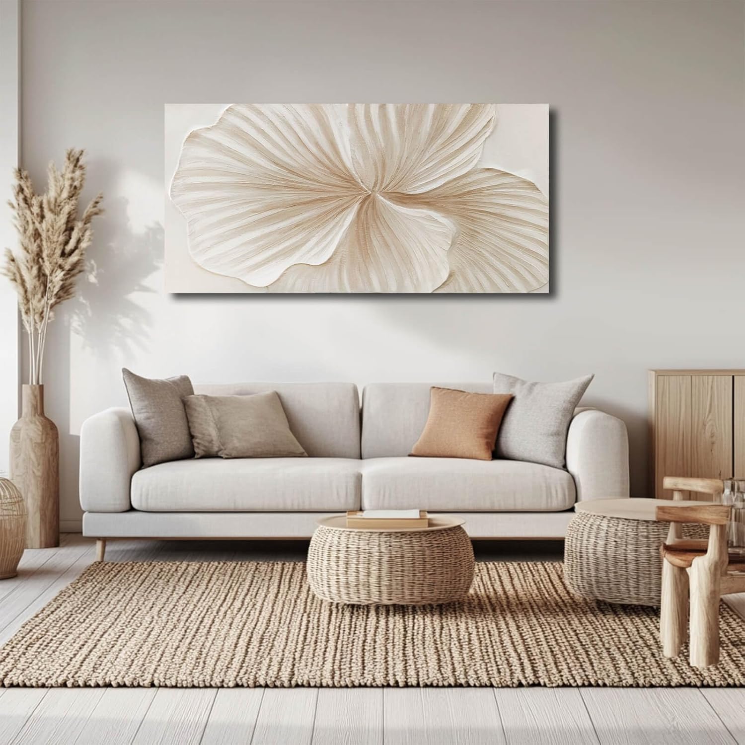 WINKAILIN White and Gold wall Art Abstract Floral Painting Modern 24x48 Artwork Minimalist Canvas for Bedroom Living Room Office Home Decoration - Image 2