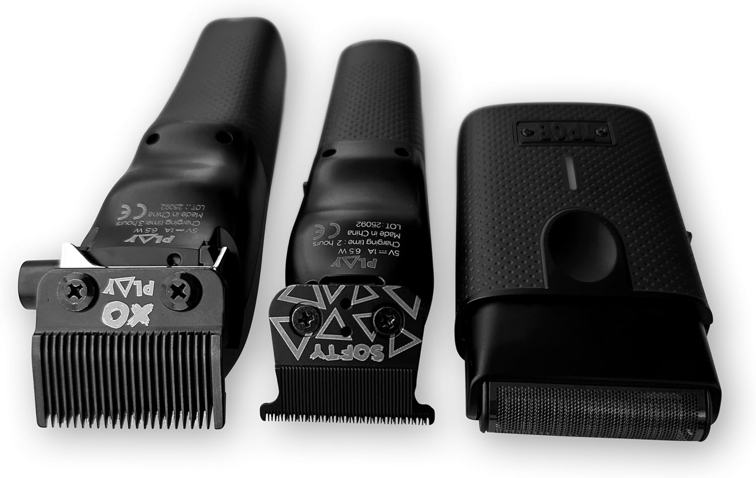TPOB Play Barber Hair Clippers for Men 7500 RPM with Rubber Grips (Blackout 3 Set) - Image 4