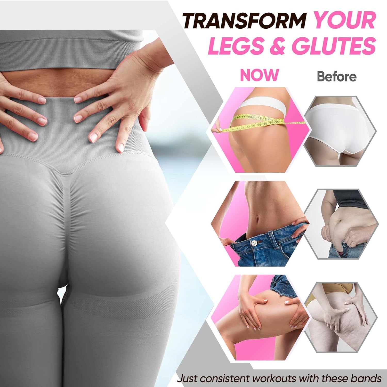 Ankle Resistance Bands with Cuffs, Workout Sets for Women, Resistance Bands for Working Out, Exercise Band for Leg Booty, Home Gym Workout Equipment, Ankle Weights Fitness Band Set - Image 5