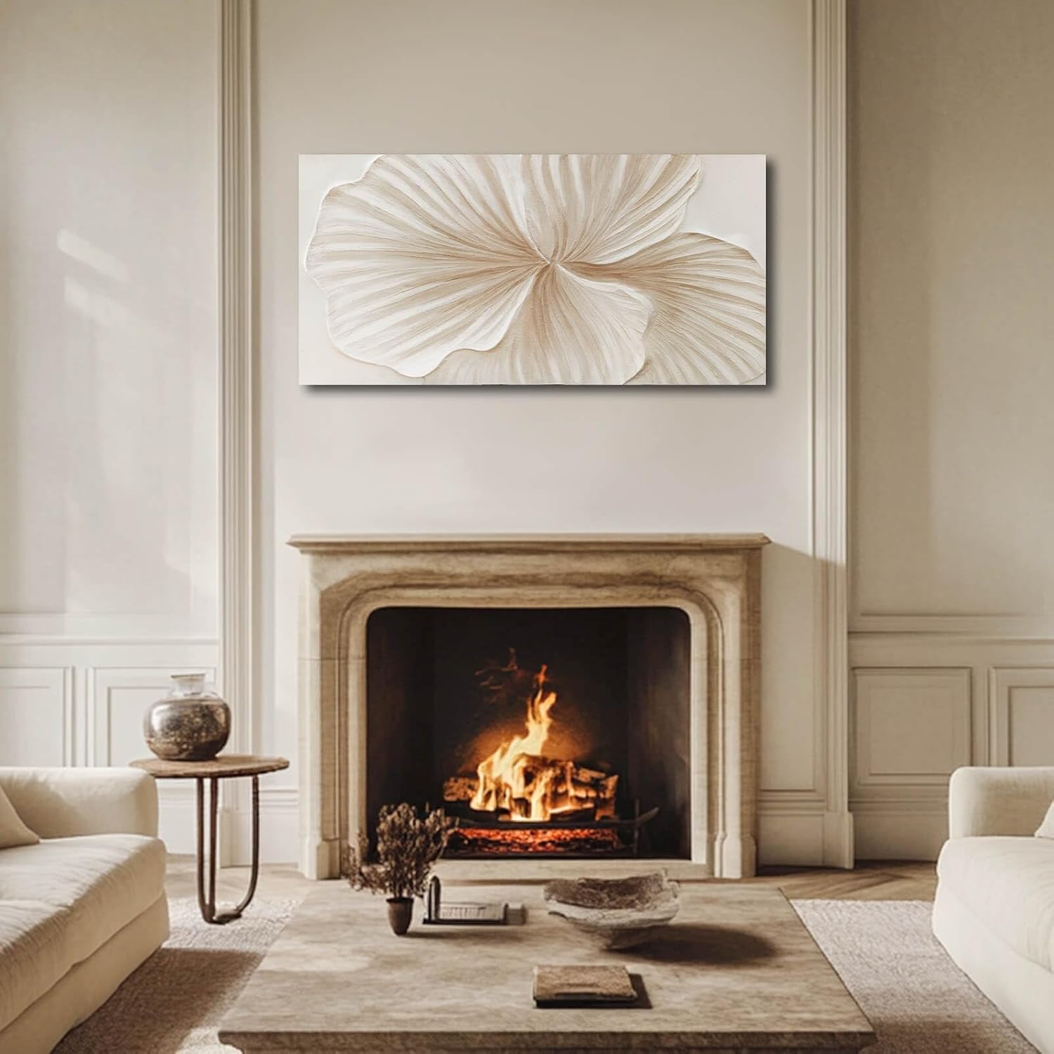 WINKAILIN White and Gold wall Art Abstract Floral Painting Modern 24x48 Artwork Minimalist Canvas for Bedroom Living Room Office Home Decoration - Image 5